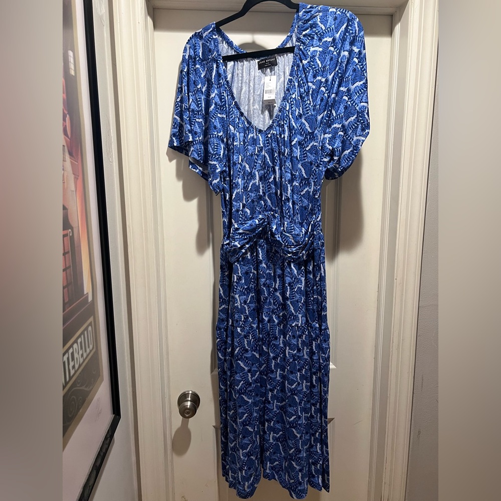 Lane Bryant Blue Patterned Midi Dress